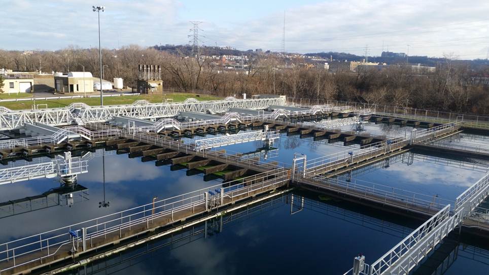 Photo of a clarifier at the Mill Creek treatment plant