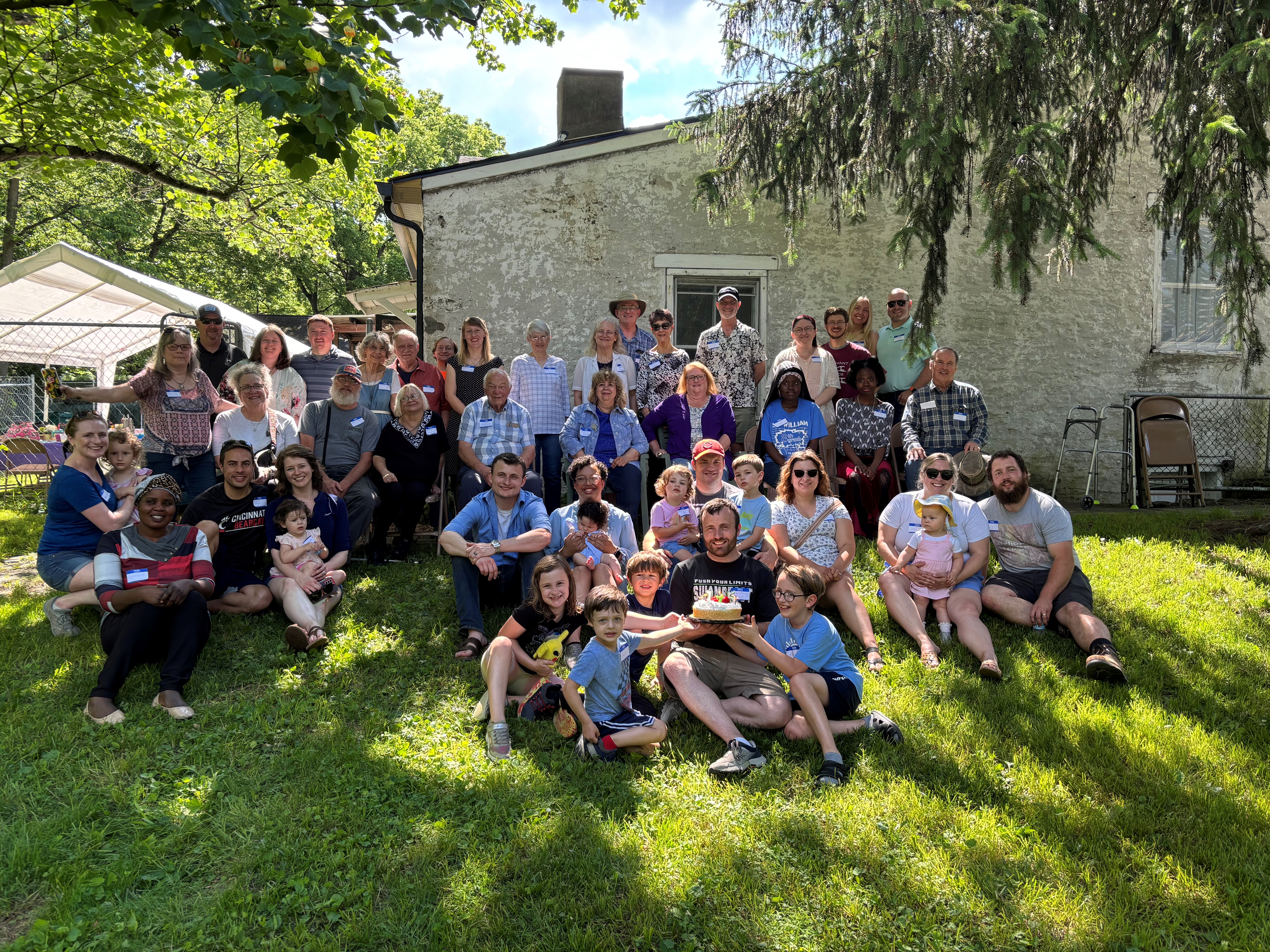 Family reunion photo on May 18, 2024 at the stone home