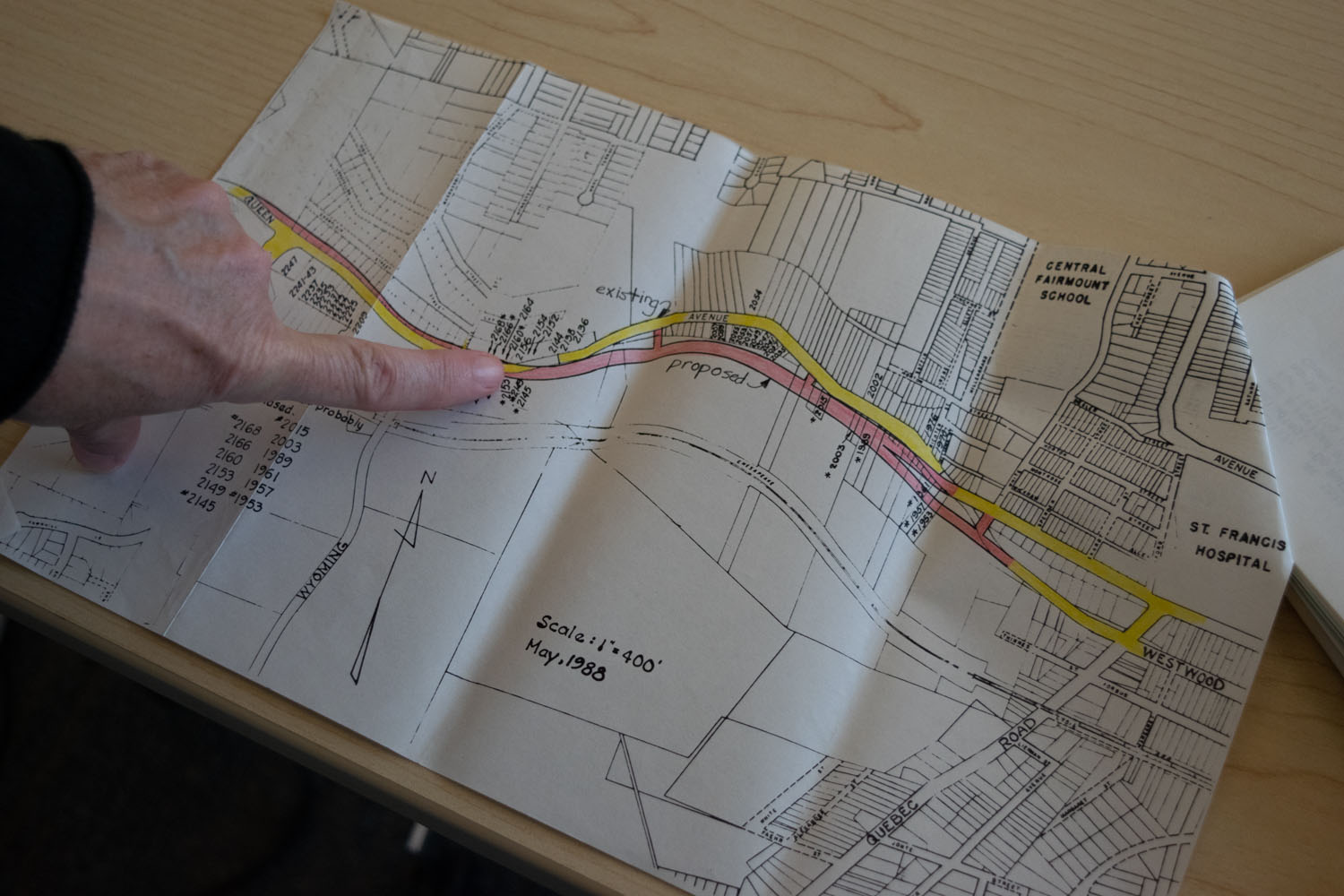 Map showing the initial alignment of the new Queen City Bypass