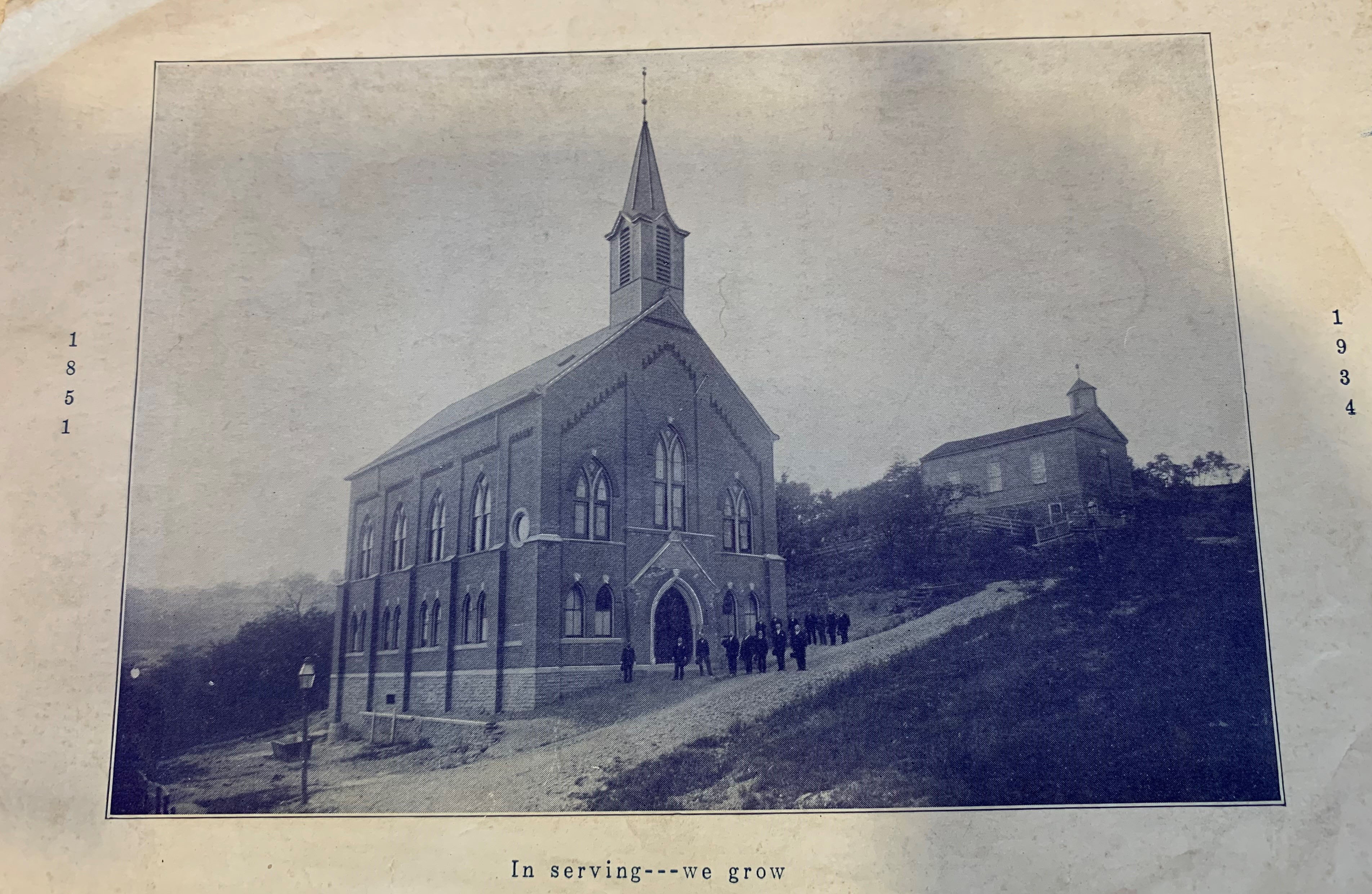 Martini Church with the original frame church in the background 