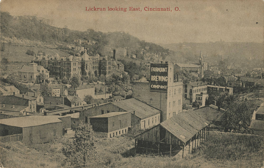 Postcard of Lick Run, circa 1910, showing Fairmount Brewing Company
