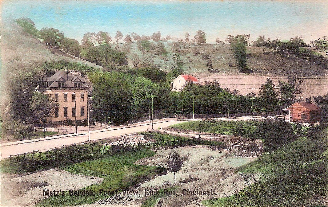 Postcard of the front of the Metz Wine Garden